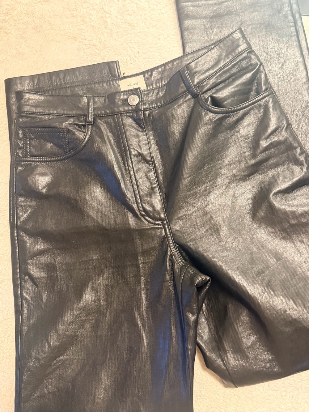 Aritzia Black High-Rise Leather-Look Jeans